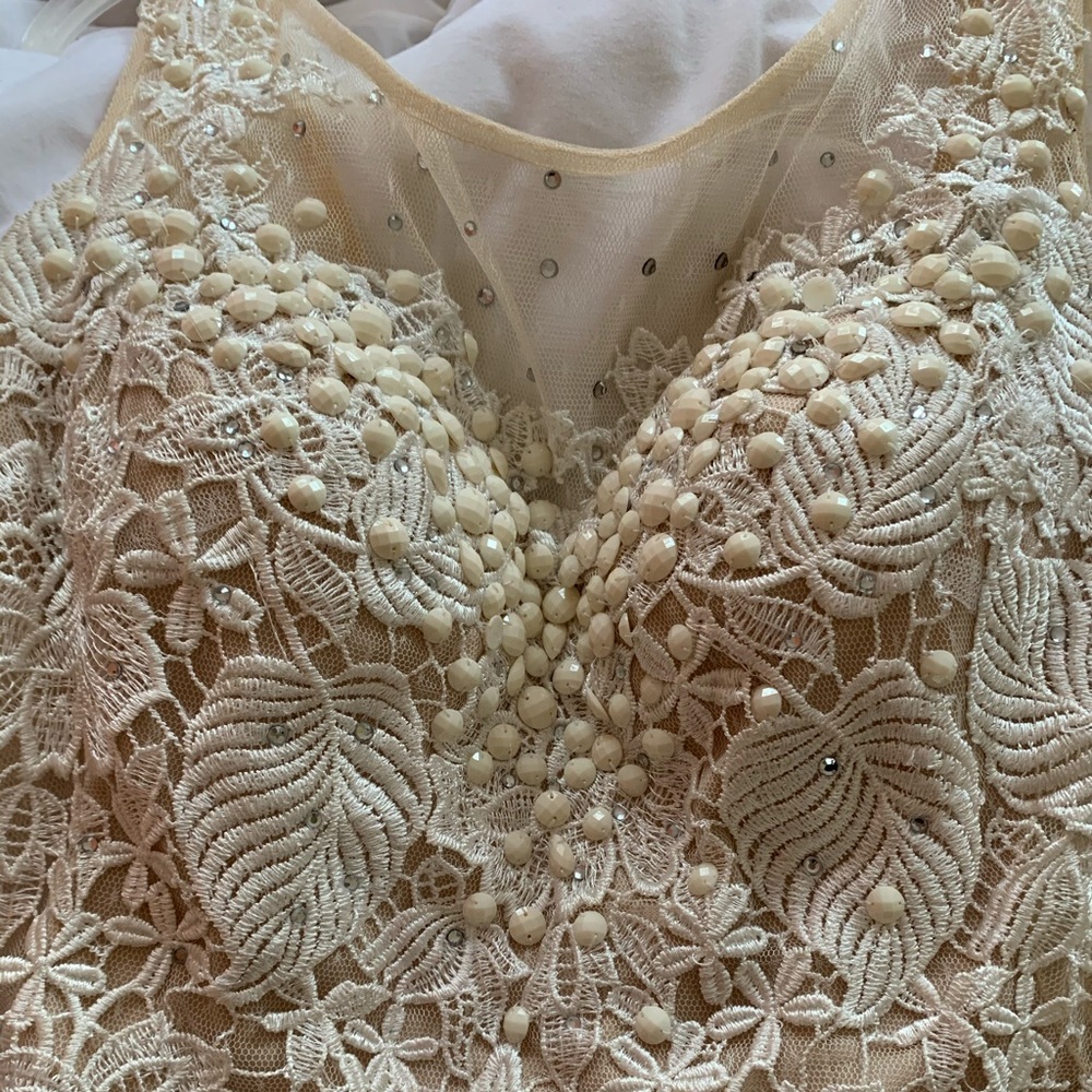Nude & White Prom Dress size-8 - Picture 3 of 6